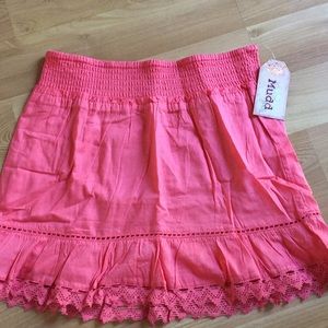 Coral Mudd girls skirt with lace at the bottom